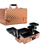 VP001- Rose Gold Diamond 6-Tiers Accordion Trays Professional Cosmetic M... - $124.52 CAD