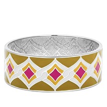 8 Inch High Polish Stainless Steel Bangle Connected Diamonds Pink Yellow White - £14.55 GBP