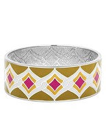 8 Inch High Polish Stainless Steel Bangle Connected Diamonds Pink Yellow... - $24.57 CAD