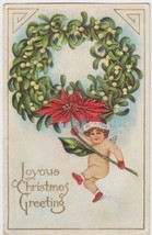 Joyous Christmas Greeting Postcard Cupid Angel 1910 Springfield MO Pierce City - £2.36 GBP