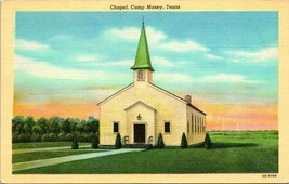 Camp Maxey Texas TX Chapel Church Unused UNP Vtg Linen Postcard 1940s WWII  - £3.11 GBP