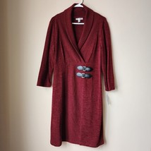 Dressbarn V-Neck Knit Sweater Dress Burgundy Women’s Size 14 Knee Length... - £14.92 GBP