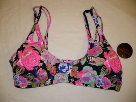 No Boundaries Women&#39;s Juniors Bralette Top MEDIUM Hot Pink Tropical Floral - £9.27 GBP