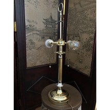 Vintage Brass Double Socket 2 light table lamp Gold and silver tone 24&quot; - £35.03 GBP
