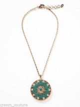 Amrita Singh Turquoise &amp; White Jade Medallion Pendant Necklace NEW $100 NKC1112 - £35.40 GBP