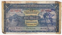 Trinidad &amp; Tobago, 1 Dollar, 1939, P5, Heavily Used As Per Scan - $21.68