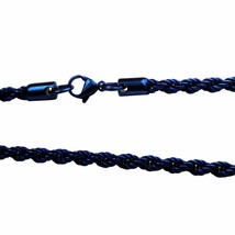 Electric Blue Rope Chain Necklace Mens Womens Stainless Steel 4mm 20-30-inch - £14.11 GBP