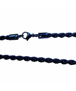 Electric Blue Rope Chain Necklace Mens Womens Stainless Steel 4mm 20-30-... - £14.21 GBP