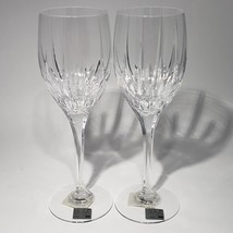 Set of 2 Mikasa Arctic Lights Crystal 9" Water Goblet Glass Discont w Stickers - $48.95