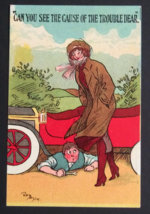 Can you See the Cause of the Trouble Car Mechanic Humor Comic Postcard c1910s - £10.27 GBP