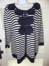 Cj Banks Navy Blue Striped Cardigan Sweater Size 1X Women&#39;s Nwot - £22.22 GBP