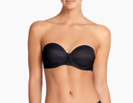 Wolford Sheer Touch Bra 32B Black Smooth Padded Push Up Strapless Hook Eye - £43.27 GBP