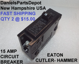 x2 Eaton BR115 Cutler-Hammer Switch Circuit Breaker 15A AMP 120 / 240 VAC 1 Pole - £11.99 GBP