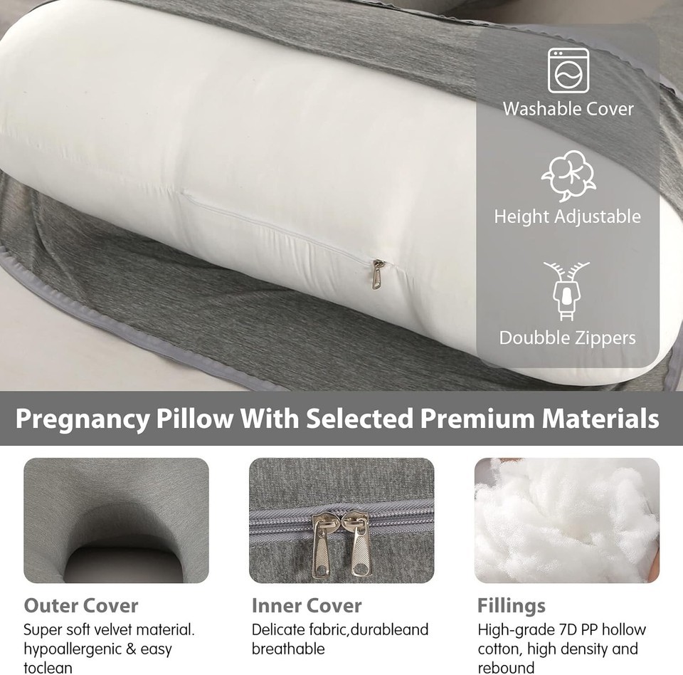 Luxurious U-Shaped Maternity Pillow with Cooling Fabric - Ideal Support for Moms Item image 7
