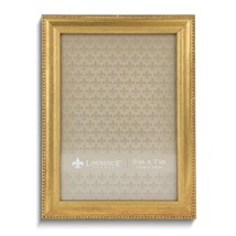 Gold-tone Beaded Edge 5x7 Photo Frame Gold Modern Contemporary Rectangle Metal - $53.45