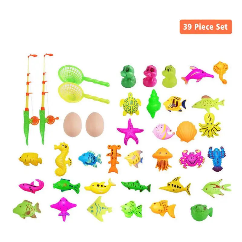 80PCS Set Plastic Magnetic Fishing Toys Baby Bath Toy Fishing Game Kids 1 Poles - £25.60 GBP+