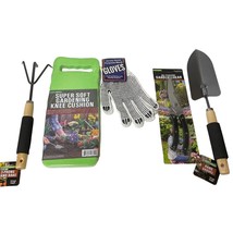 Gardening Hand Tool Set 5 Pieces Rake Shovel Shears Knee Pad And Gloves New - £15.74 GBP