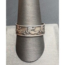 VINTAGE MEN&#39;S 925 STERLING SILVER FLYING NUDES CIGAR BAND RING SKY - $48.91