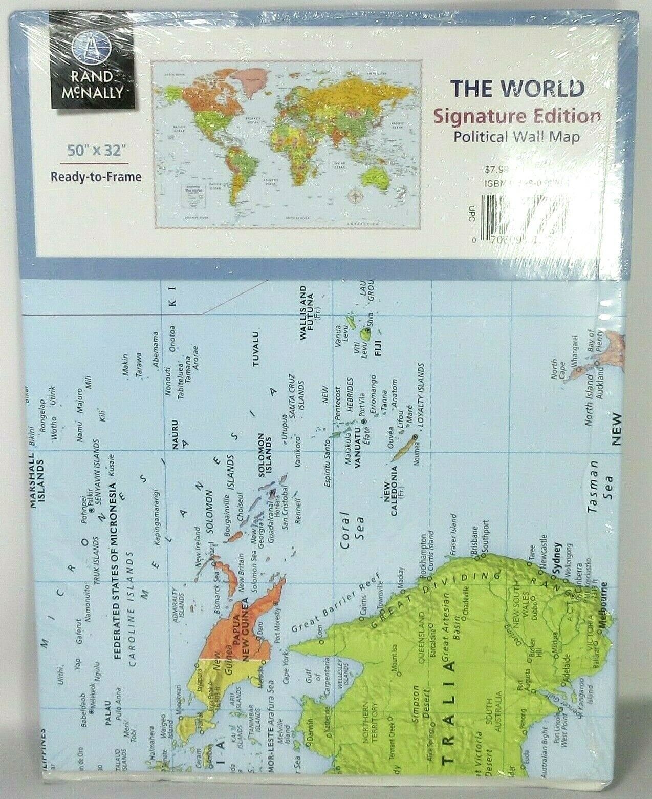 New Sealed Rand McNally Signature Political Color Wall Map Of The World S L1600
