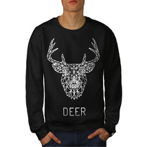 Wellcoda Deer Head Graphic Mens Sweatshirt, Linework Casual Pullover Jumper - £23.75 GBP+