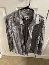 Joseph Abboud XL Grey Checked Men’s Dress Shirt 100% Cotton Worn - £10.90 GBP