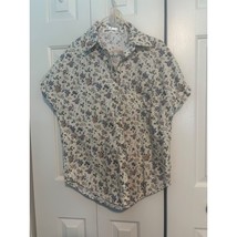 Floral Print Button Down Shirt Short Sleeve Cottagecore Top Medium - $281.47 MXN