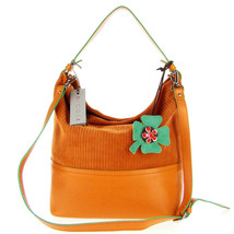 NICOLI Italian Made Orange Suede Designer Bucket Hobo Shoulder Bag with ... - $293.40