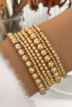 Gold 7pcs Minimalist Beaded Luxury Bracelet Set - $18.78