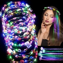 24 Pieces LED Flower Crown Headband and LED Lights Hair Sets Luminous LE... - £39.91 GBP