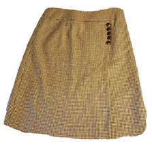 Vtg Talbots 100% Wool Skirt Houndstooth Pleat Button A Line Size 6 Brown Beige - £14.18 GBP