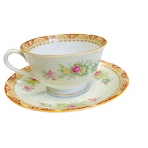 Vintage Sango Japan Floral Pattern Footed Fine China Tea Cup and Saucer ... - $16.58