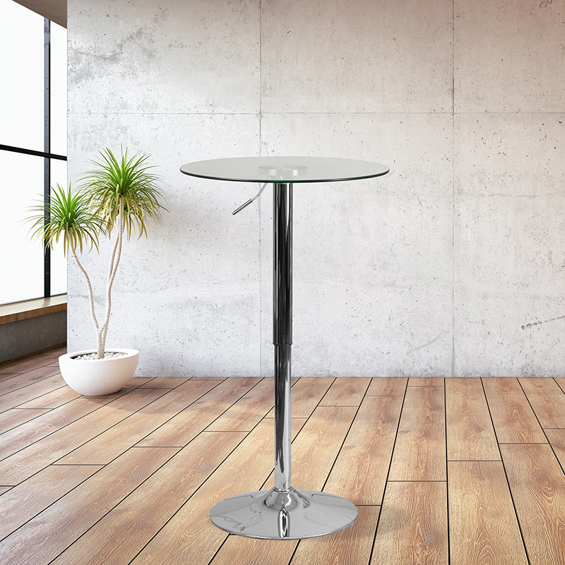 23.5RD Glass Adjustable Table CH-5-GG