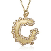 Sterling Silver GP Open Wavy Circle with Jagged CZ Border Necklace - £39.73 GBP
