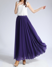 Purple Long Chiffon Skirt Women Plus Size Chiffon Skirt Wedding Chiffon Skirts image 5