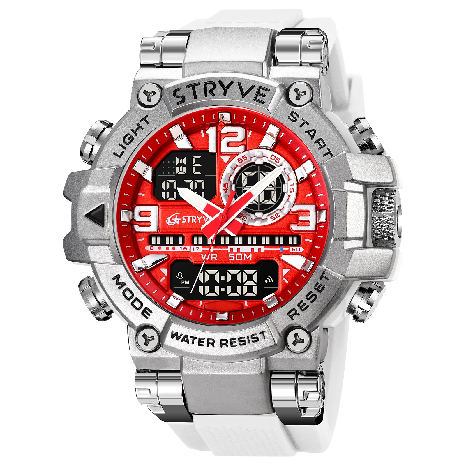  STRYVE 8025 Men&#39;s Fashion  Watch Digital Dual Time Watch Men&#39;s LED Time Watch R - £48.32 GBP