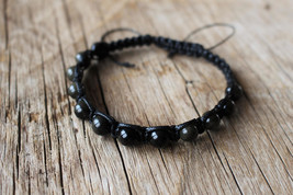 Golden Sheen Obsidian Men Bracelet. Black Obsidian Healing Bracelet for Him - £21.67 GBP