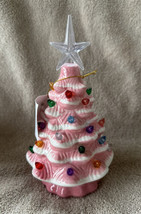 Mr. Christmas Nostalgic Small Pink Ceramic Lighted Christmas Tree Decoration New - $32.99