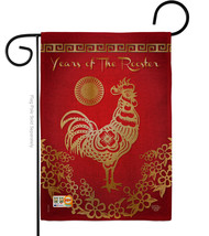 Happy New Years of the Rooster Burlap - Impressions Decorative Garden Flag G1911 - £18.30 GBP