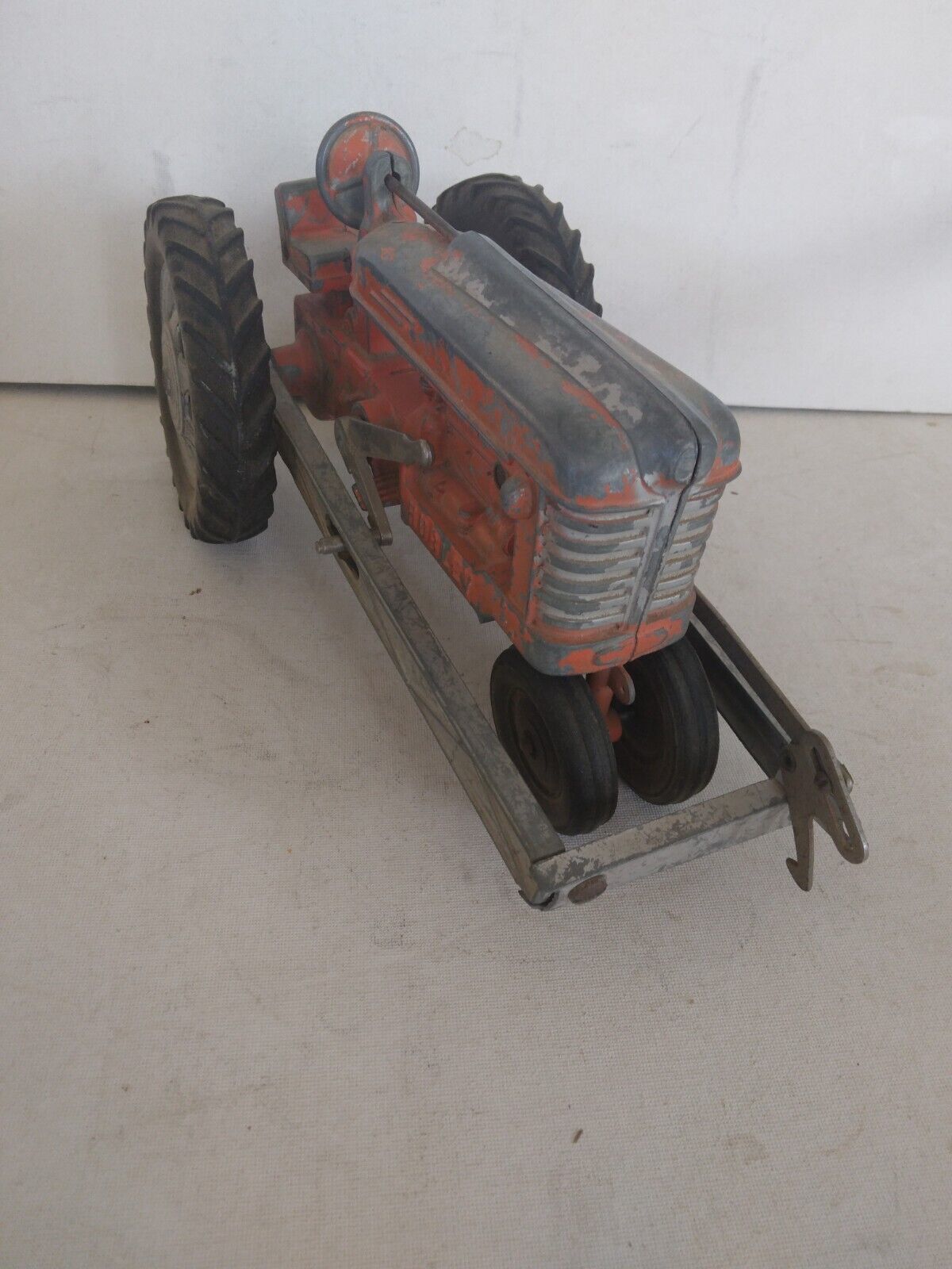 Vintage 1950's Orange Hubley Pressed Steel Toy Tractor #490 - Made in USA - $18.95