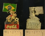 VINTAGE FIFA USA WORLD CUP SOCCER 1994 MASCOT &amp; COCA COLA BRAZIL PIN - $4.95