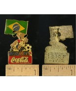 VINTAGE FIFA USA WORLD CUP SOCCER 1994 MASCOT &amp; COCA COLA BRAZIL PIN - $6.79 CAD