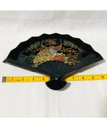 Fan Shaped Trinket Dish Black with Peacocks and Flowers Japan Gold Trim ... - £11.85 GBP
