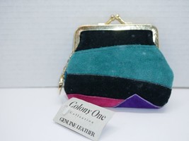 Colony One Collection Colorblock Genuine Leather Keychain Coin Purse w tag - £11.94 GBP