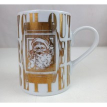 Vintage Dept 56 Christmas Time December 25 White &amp; Gold 4&quot; Coffee Cup - £9.73 GBP