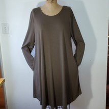 Zenana Premium Dress Long Sleeve Pockets Bell Babydoll Dark Army Green S... - $25.48