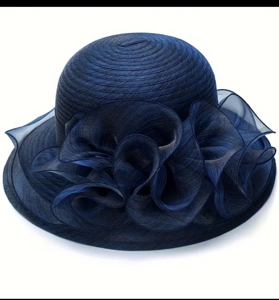 Ladies Hat BRIGHT Blue Easter Derby Church Theater Prop FLOWER,RIBBON BAND - £14.29 GBP