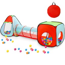 3Pc Kids Play Tent For Toddler With Ball Pit+Crawl Tunnel+Castle Tent, P... - £43.44 GBP