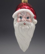 Italian Mercury Glass Santa&#39;s Face Large Christmas Ornament New 7&quot; Italy - £19.76 GBP