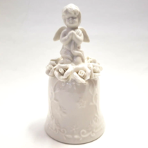 Cherub Angel Bell Figurine bisque porcelain Home Decor 5&quot; - £11.75 GBP