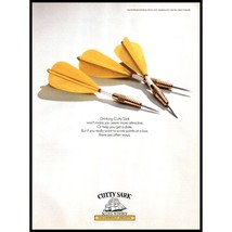 1991 Cutty Sark Scotch Whisky Whiskey Vintage Print Ad Yellow Darts Wall Art - $10.97